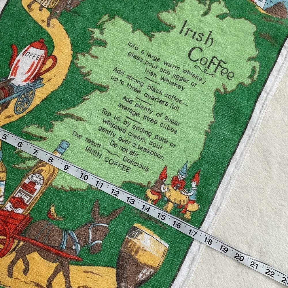 Vintage Irish Coffee Recipe Linen Tea Towel Made in Ireland Pure Linen